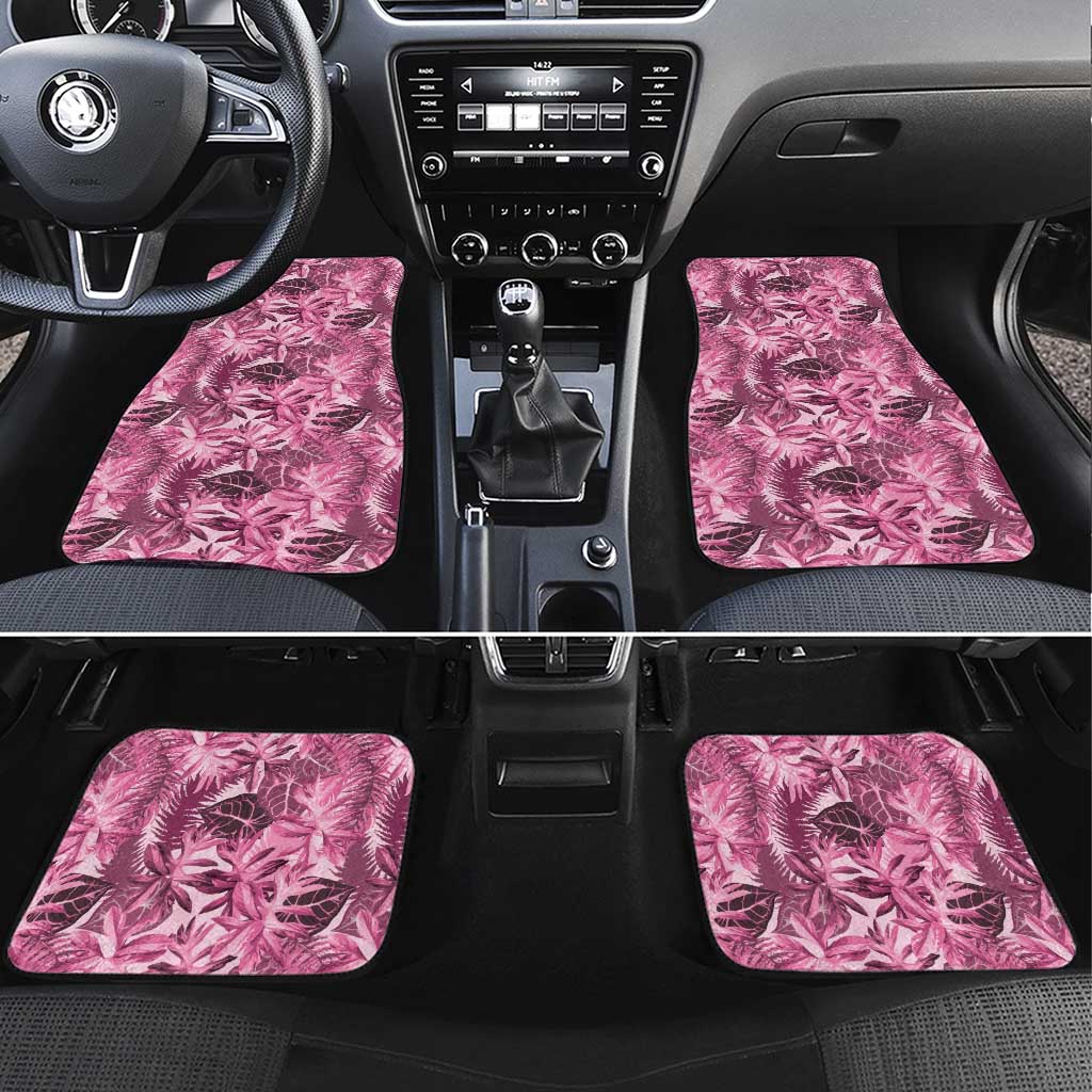 Hawaii Pink Tropical Leaves Car Mats - Polynesian Pride