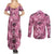 Hawaii Pink Tropical Leaves Couples Matching Summer Maxi Dress and Long Sleeve Button Shirt - Polynesian Pride