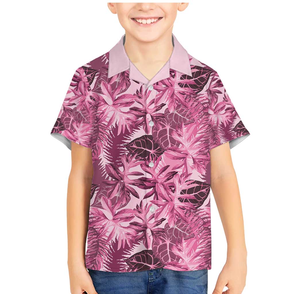 Hawaii Pink Tropical Leaves Family Matching Mermaid Dress and Hawaiian Shirt - Polynesian Pride