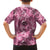 Hawaii Pink Tropical Leaves Family Matching Off The Shoulder Long Sleeve Dress and Hawaiian Shirt - Polynesian Pride