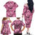 Hawaii Pink Tropical Leaves Family Matching Off The Shoulder Long Sleeve Dress and Hawaiian Shirt - Polynesian Pride