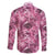 Hawaii Pink Tropical Leaves Family Matching Off The Shoulder Long Sleeve Dress and Hawaiian Shirt - Polynesian Pride