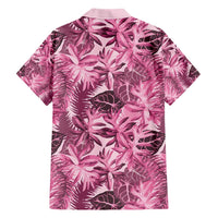 Hawaii Pink Tropical Leaves Family Matching Short Sleeve Bodycon Dress and Hawaiian Shirt - Polynesian Pride