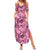 Hawaii Pink Tropical Leaves Family Matching Summer Maxi Dress and Hawaiian Shirt - Polynesian Pride