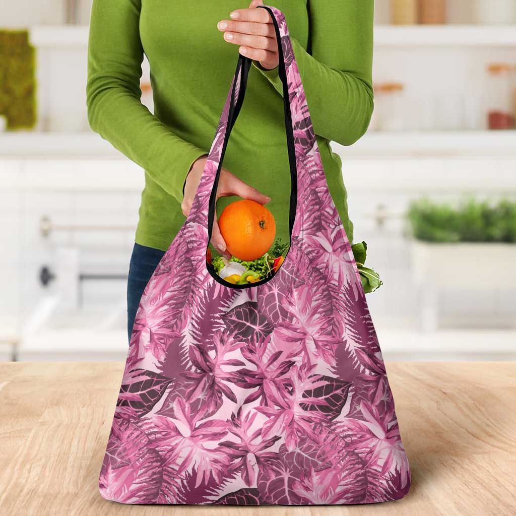 Hawaii Pink Tropical Leaves Grocery Bag - Polynesian Pride