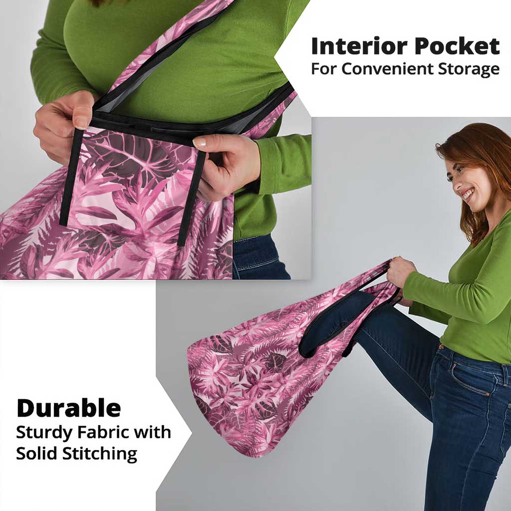 Hawaii Pink Tropical Leaves Grocery Bag - Polynesian Pride