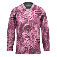Hawaii Pink Tropical Leaves Hockey Jersey - Polynesian Pride