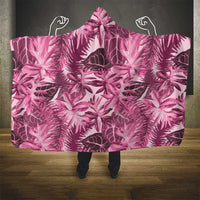 Hawaii Pink Tropical Leaves Hooded Blanket - Polynesian Pride