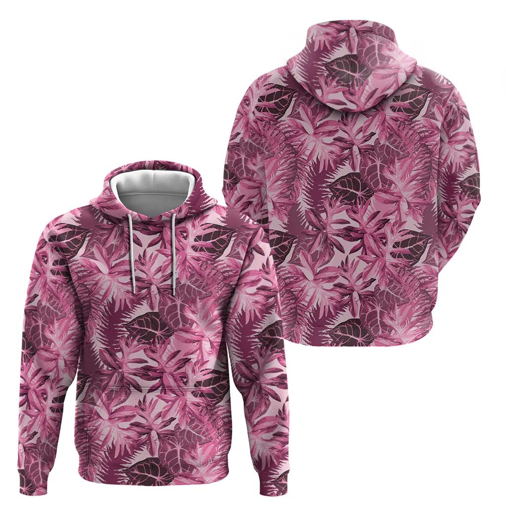 Hawaii Pink Tropical Leaves Hoodie - Polynesian Pride