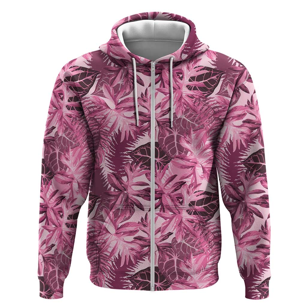 Hawaii Pink Tropical Leaves Hoodie - Polynesian Pride