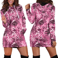Hawaii Pink Tropical Leaves Hoodie Dress - Polynesian Pride