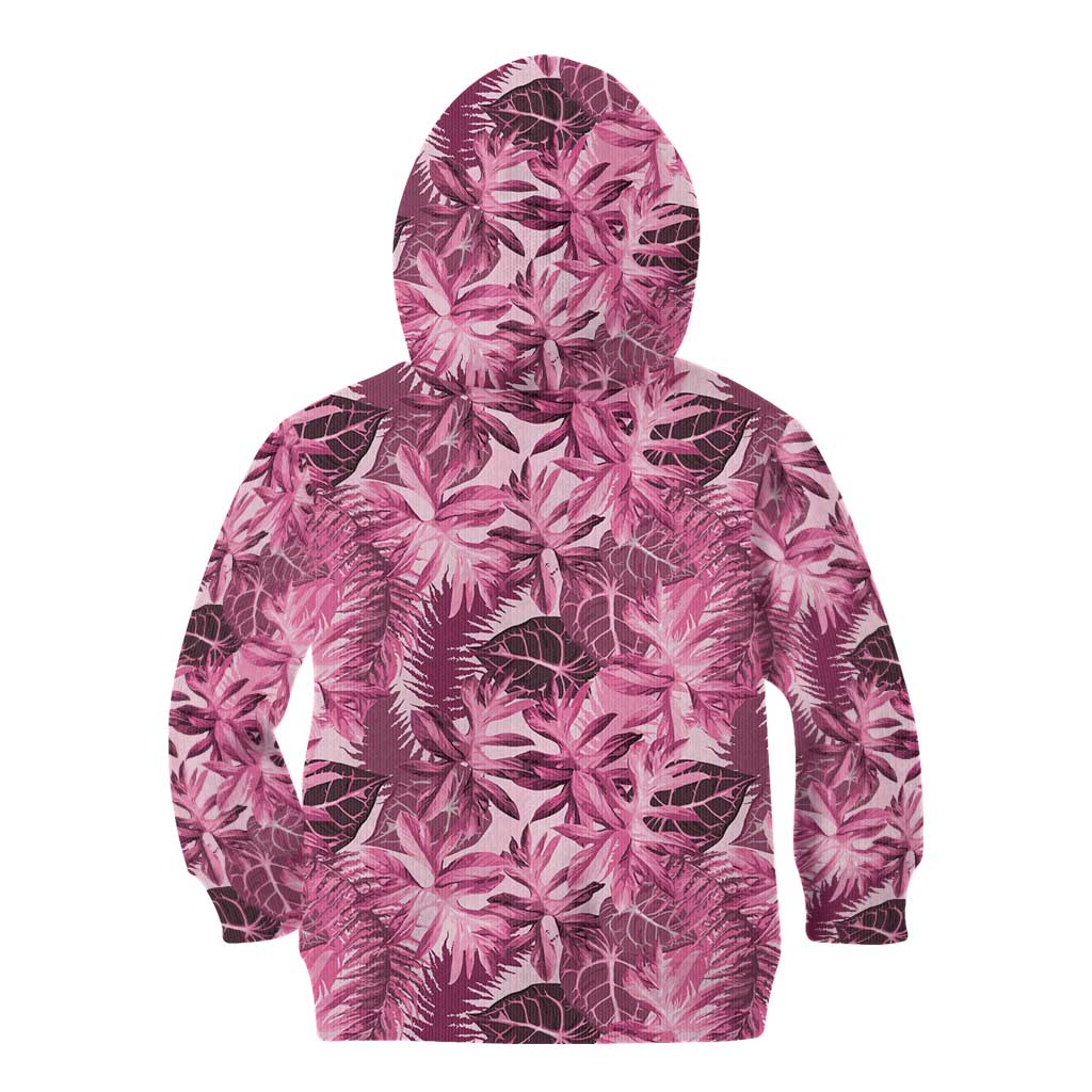 Hawaii Pink Tropical Leaves Kid Hoodie - Polynesian Pride