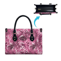 Hawaii Pink Tropical Leaves Leather Bag - Polynesian Pride