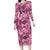 Hawaii Pink Tropical Leaves Long Sleeve Bodycon Dress - Polynesian Pride