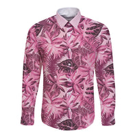 Hawaii Pink Tropical Leaves Long Sleeve Button Shirt - Polynesian Pride