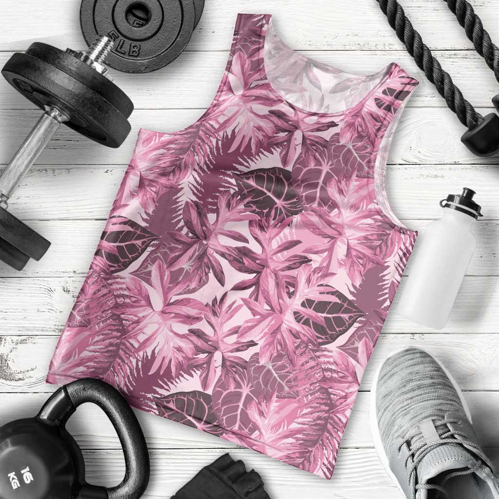 Hawaii Pink Tropical Leaves Men Tank Top - Polynesian Pride