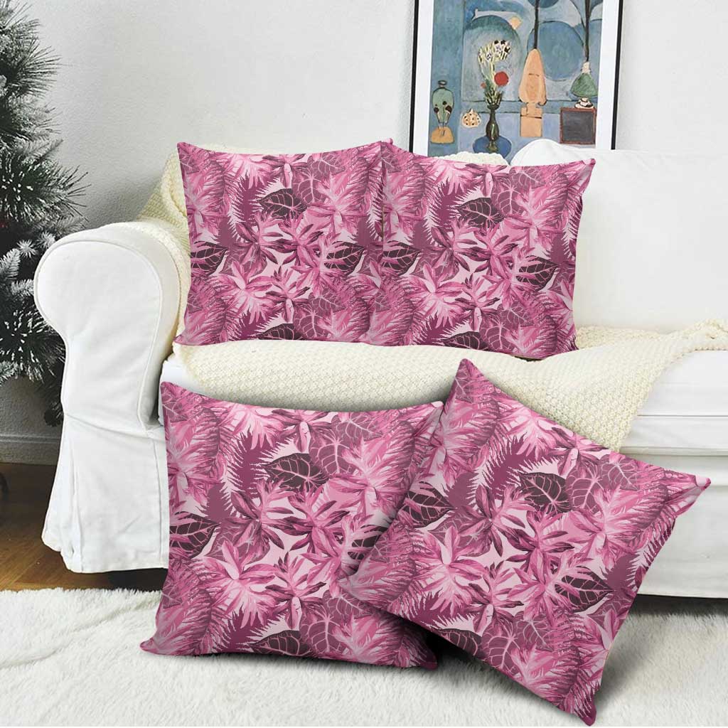 Hawaii Pink Tropical Leaves Pillow Cover - Polynesian Pride