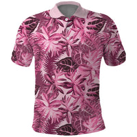 Hawaii Pink Tropical Leaves Polo Shirt - Polynesian Pride