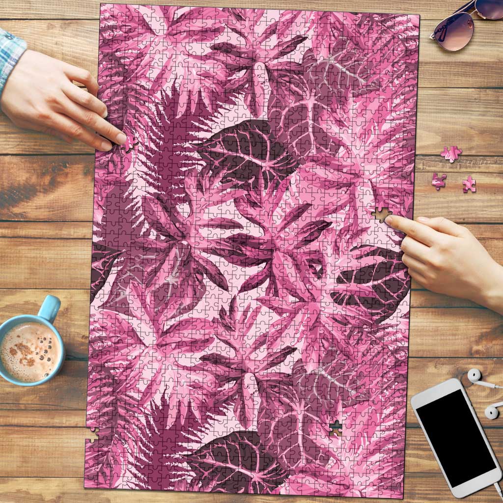 Hawaii Pink Tropical Leaves Puzzle - Polynesian Pride