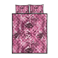 Hawaii Pink Tropical Leaves Quilt Bed Set - Polynesian Pride