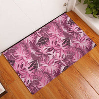 Hawaii Pink Tropical Leaves Rubber Doormat - Polynesian Pride