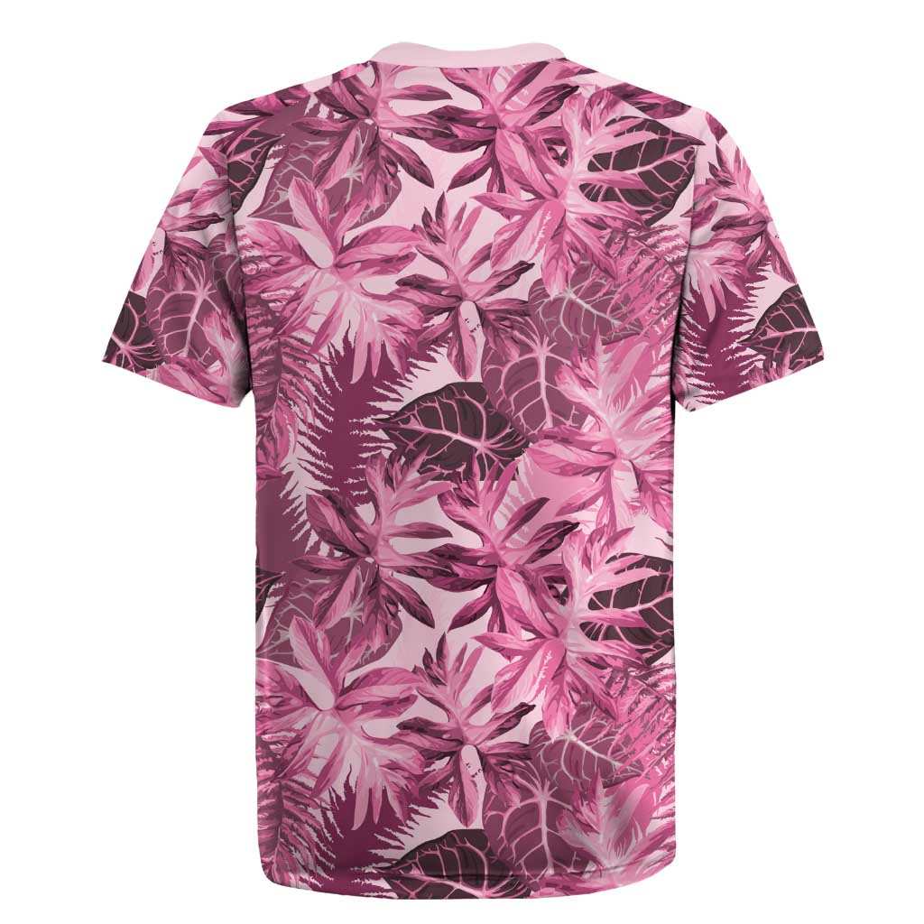 Hawaii Pink Tropical Leaves Rugby Jersey - Polynesian Pride