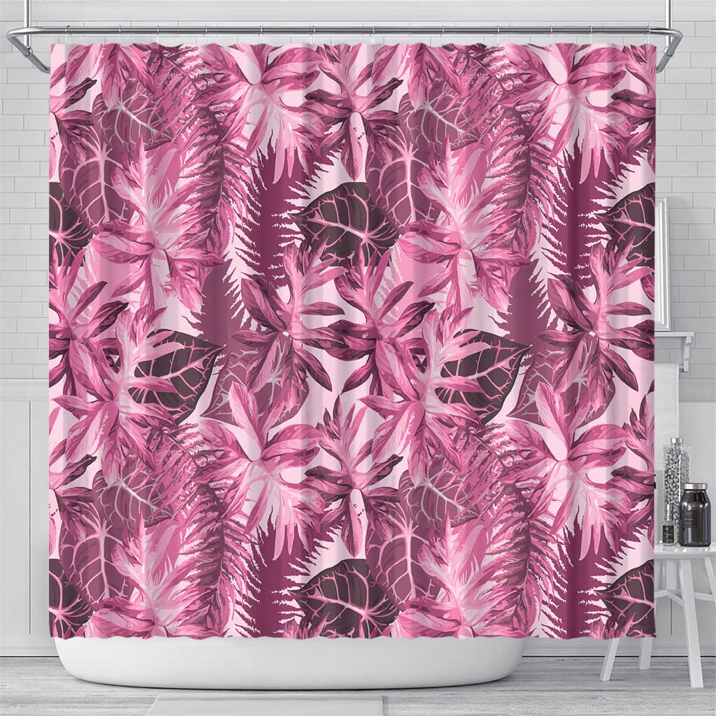 Hawaii Pink Tropical Leaves Shower Curtain - Polynesian Pride