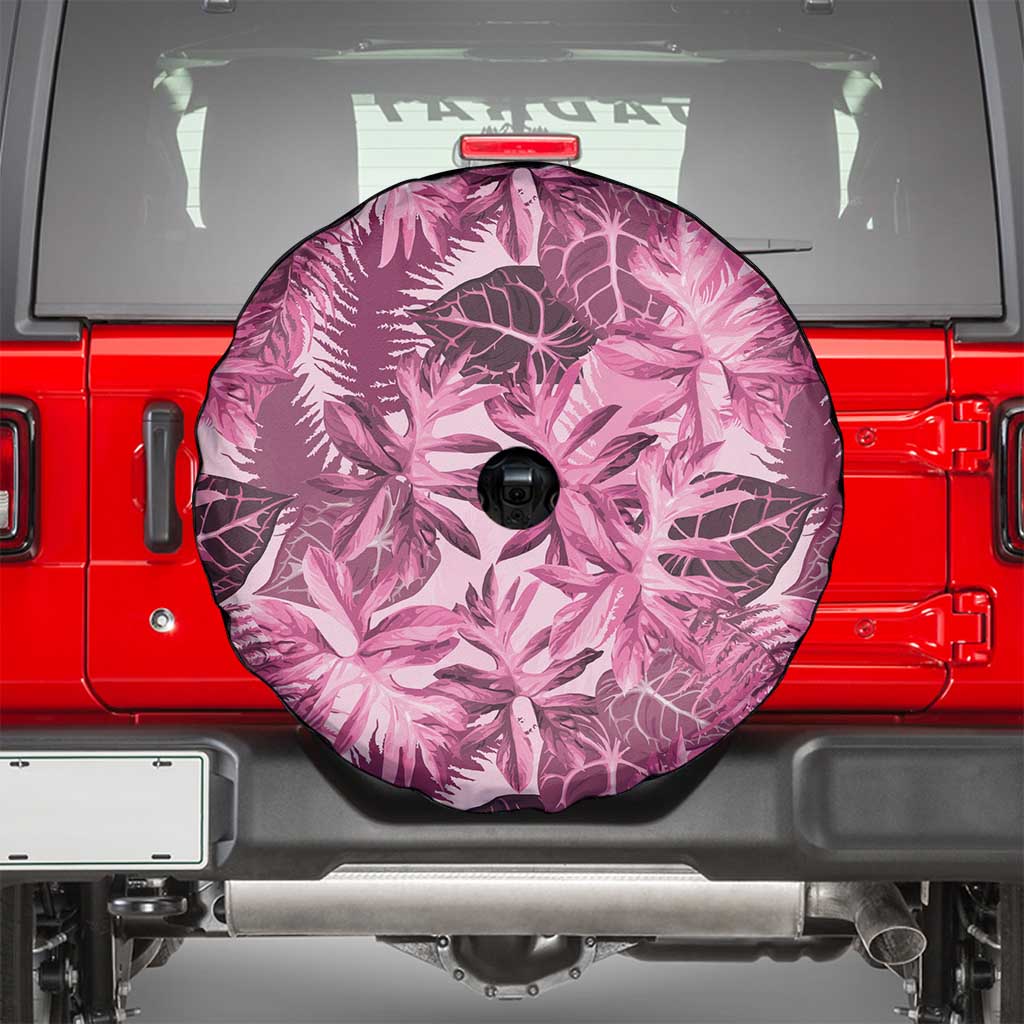 Hawaii Pink Tropical Leaves Spare Tire Cover - Polynesian Pride