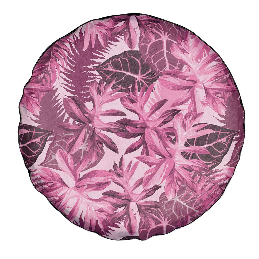Hawaii Pink Tropical Leaves Spare Tire Cover - Polynesian Pride