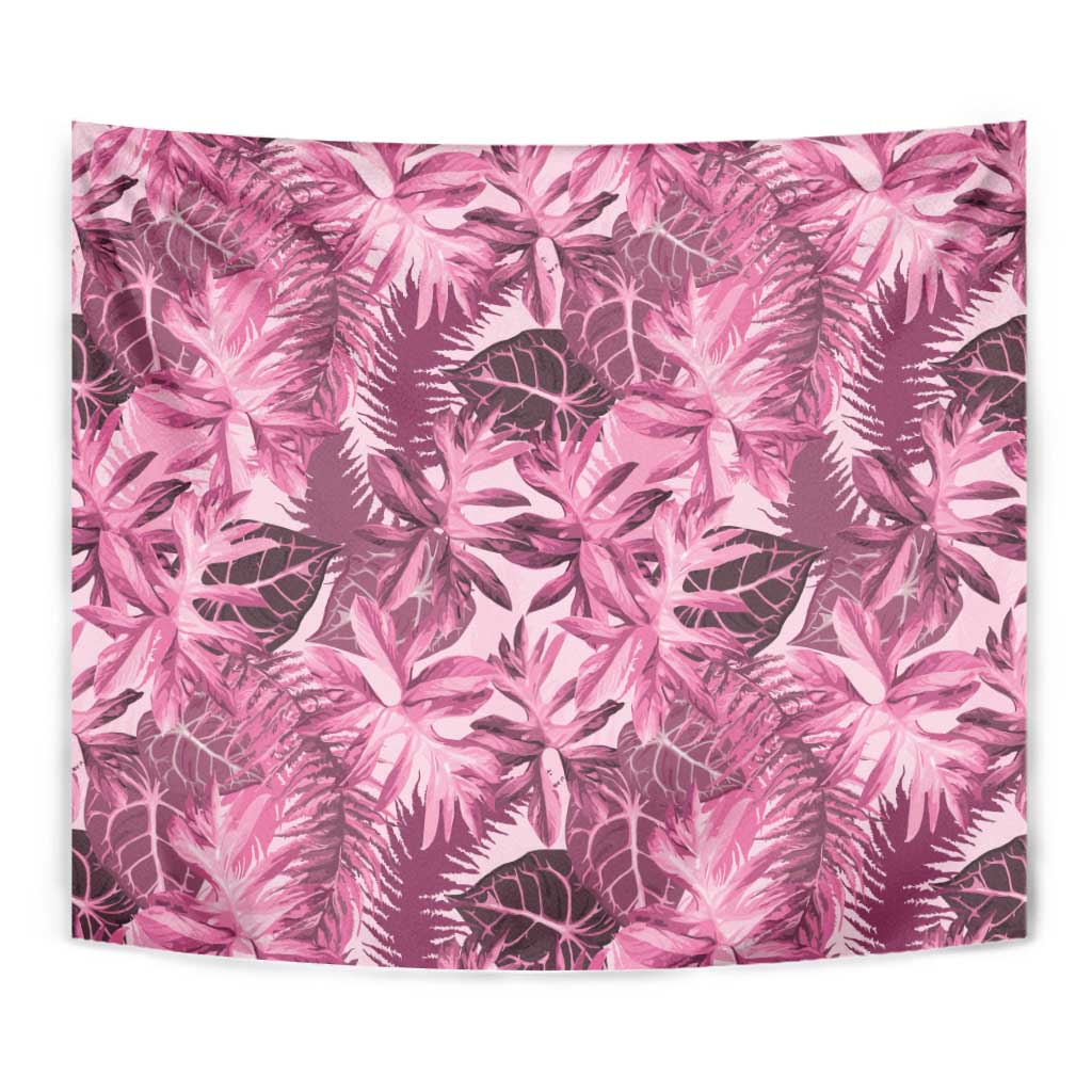 Hawaii Pink Tropical Leaves Tapestry - Polynesian Pride