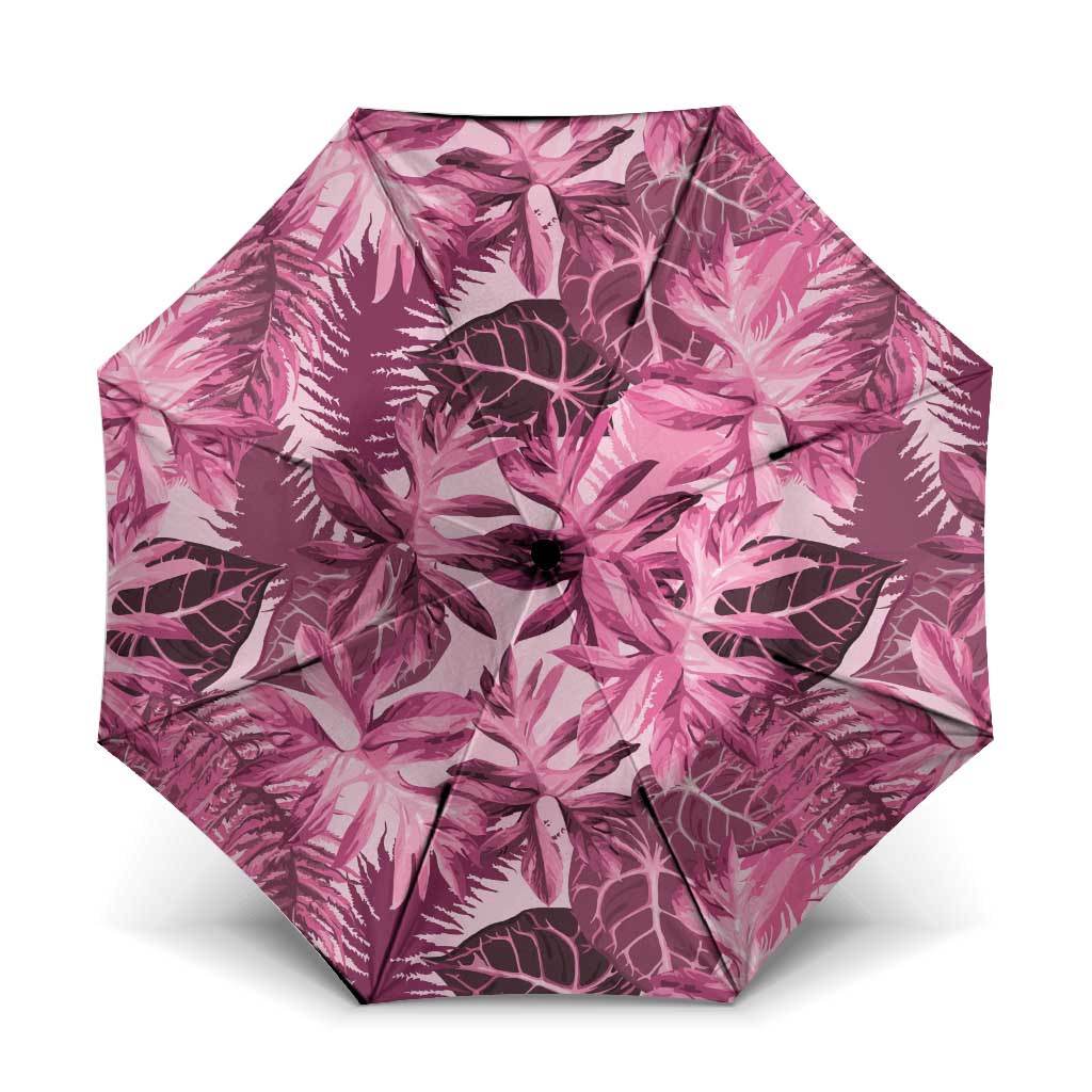 Hawaii Pink Tropical Leaves Umbrella - Polynesian Pride
