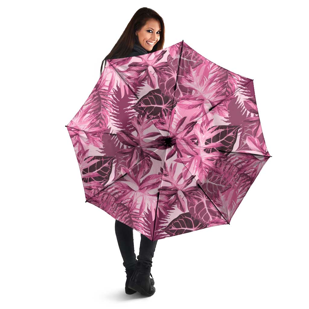 Hawaii Pink Tropical Leaves Umbrella - Polynesian Pride