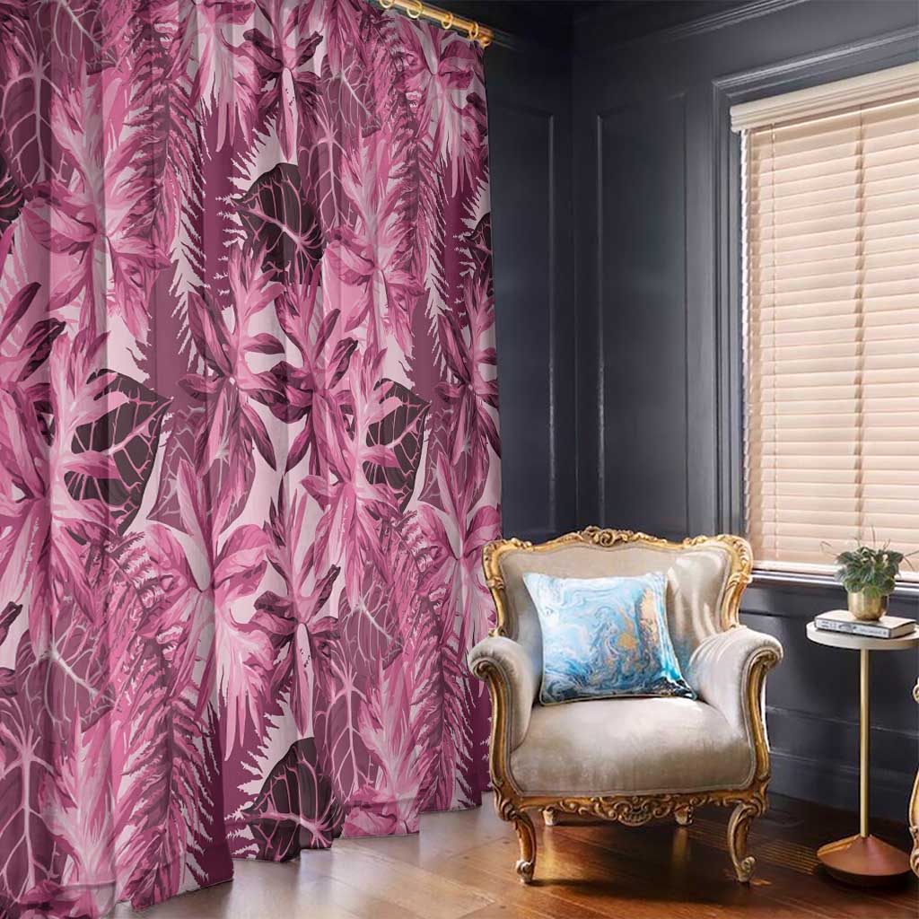 Hawaii Pink Tropical Leaves Window Curtain - Polynesian Pride