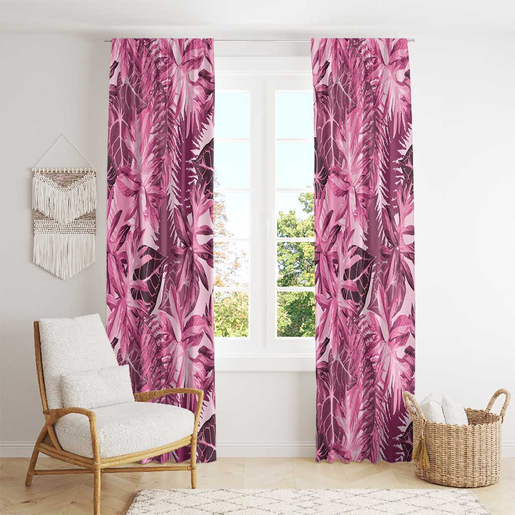 Hawaii Pink Tropical Leaves Window Curtain - Polynesian Pride