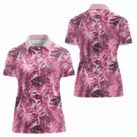 Hawaii Pink Tropical Leaves Women Polo Shirt - Polynesian Pride