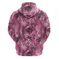 Hawaii Pink Tropical Leaves Zip Hoodie - Polynesian Pride