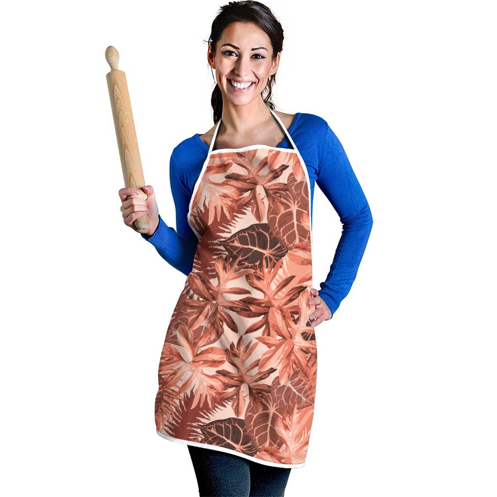 Hawaii Red Brown Tropical Leaves Apron - Polynesian Pride