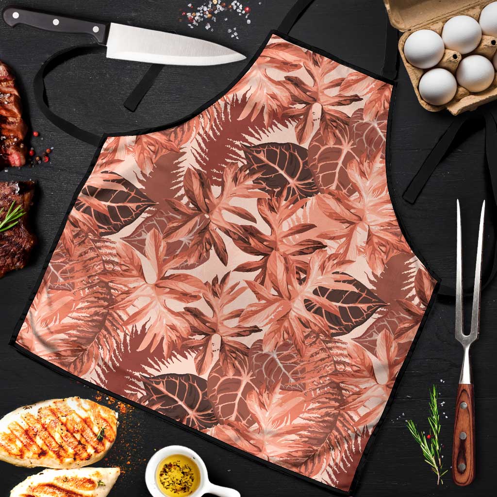 Hawaii Red Brown Tropical Leaves Apron - Polynesian Pride