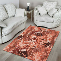 Hawaii Red Brown Tropical Leaves Area Rug - Polynesian Pride