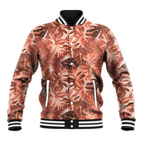 Hawaii Red Brown Tropical Leaves Baseball Jacket - Polynesian Pride