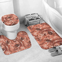 Hawaii Red Brown Tropical Leaves Bathroom Set - Polynesian Pride