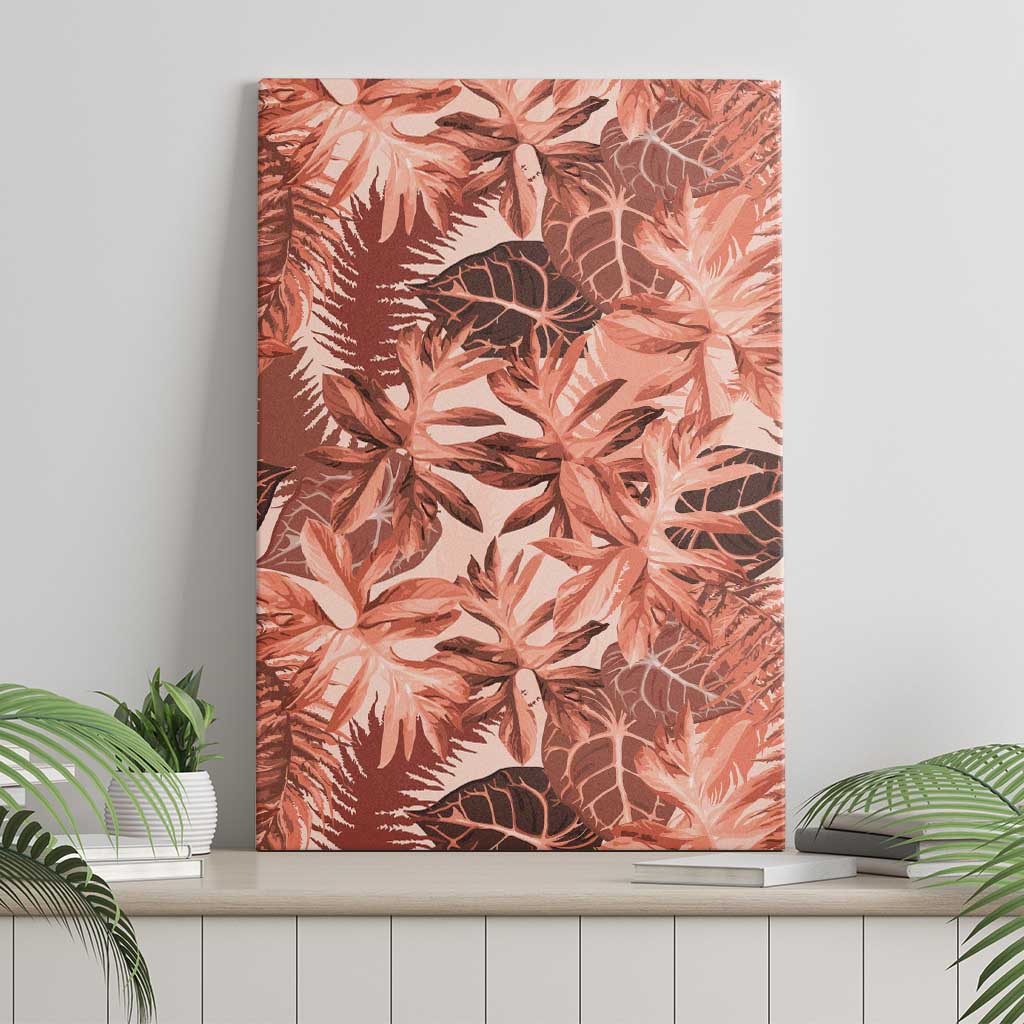 Hawaii Red Brown Tropical Leaves Canvas Wall Art - Polynesian Pride