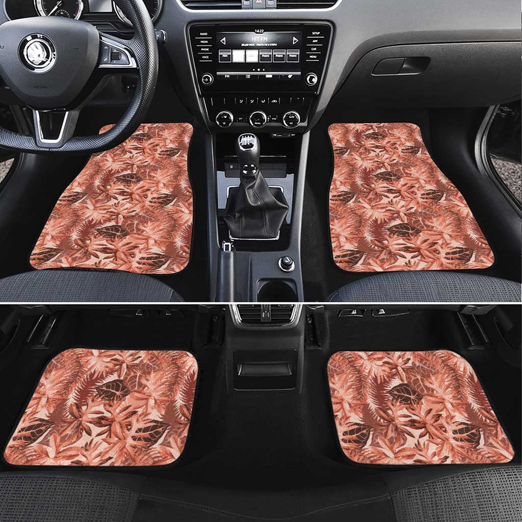 Hawaii Red Brown Tropical Leaves Car Mats - Polynesian Pride