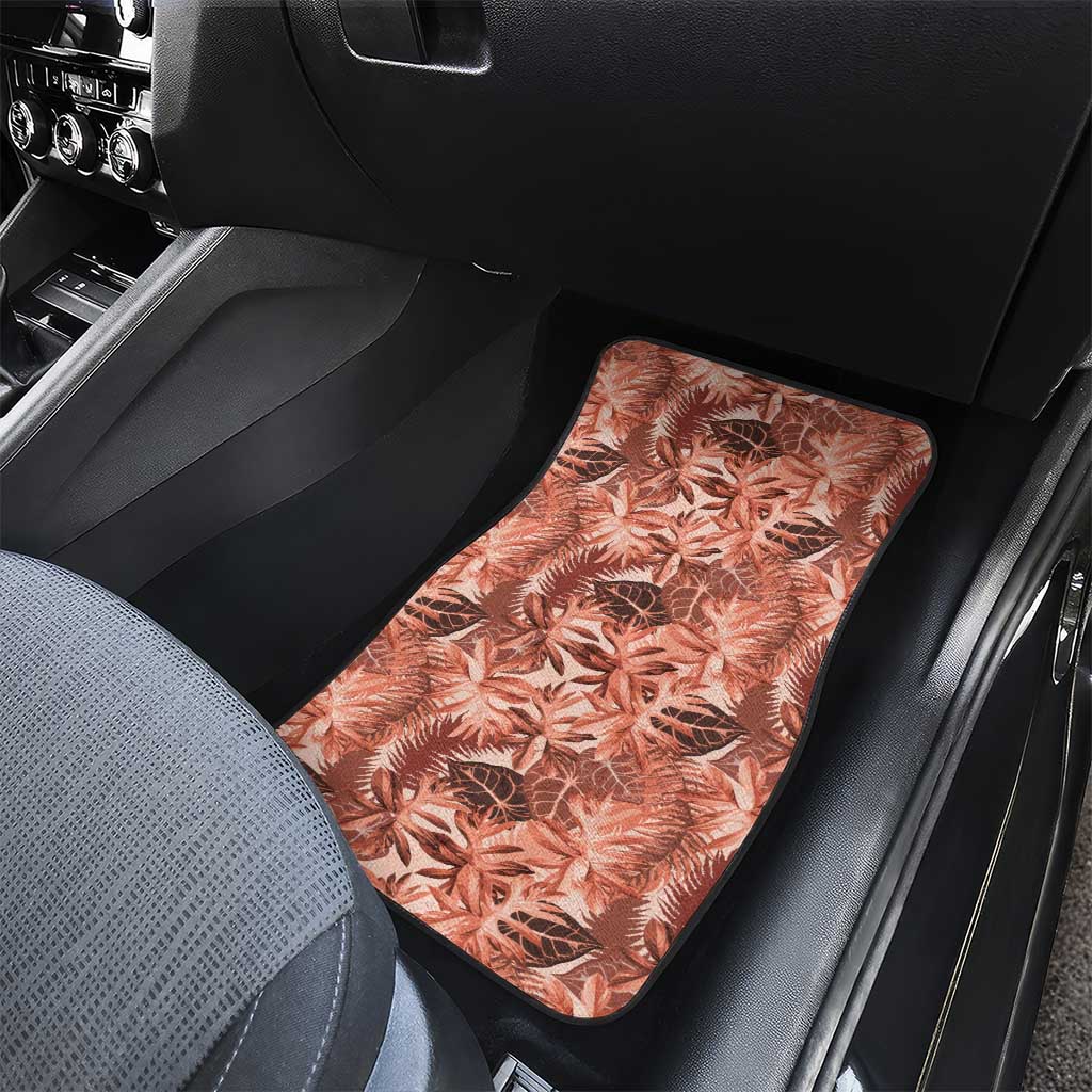 Hawaii Red Brown Tropical Leaves Car Mats - Polynesian Pride