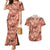 Hawaii Red Brown Tropical Leaves Couples Matching Mermaid Dress and Hawaiian Shirt - Polynesian Pride