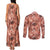 Hawaii Red Brown Tropical Leaves Couples Matching Tank Maxi Dress and Long Sleeve Button Shirt - Polynesian Pride