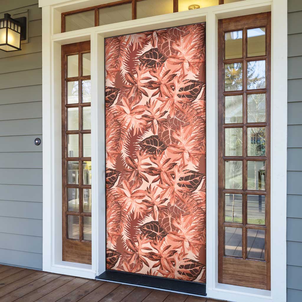 Hawaii Red Brown Tropical Leaves Door Cover - Polynesian Pride