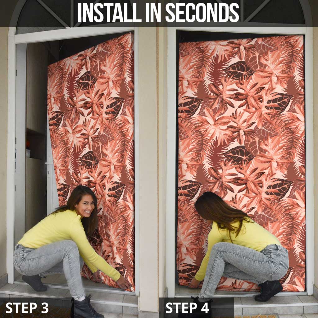 Hawaii Red Brown Tropical Leaves Door Cover - Polynesian Pride