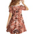 Hawaii Red Brown Tropical Leaves Family Matching Off The Shoulder Long Sleeve Dress and Hawaiian Shirt - Polynesian Pride
