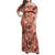 Hawaii Red Brown Tropical Leaves Family Matching Off Shoulder Maxi Dress and Hawaiian Shirt - Polynesian Pride